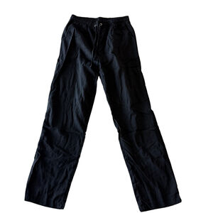 Women's Linen Cotton Style Pull On Drawstring Waist Black Pants Size M #260687